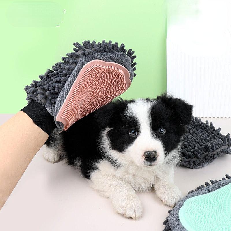 2-in-1 Pet Grooming & Bathing Brush – Massage & Dry Glove